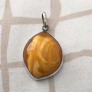 Vintage Sterling Baltic Amber Pendant